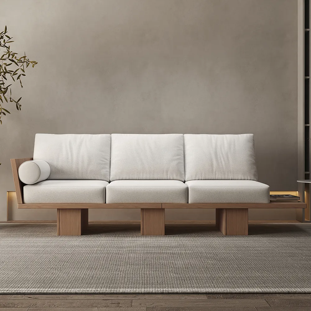 hart Aanstellen Dwaal Sofá de salón moderno de madera de nogal de 2460 mm para tapicería de  algodón y lino de 3 plazas-Homary