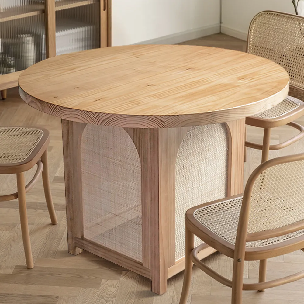 round cane dining table and chairs