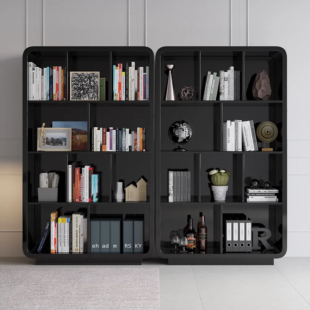 Chicent 78.7" Modern Black Bookshelf 4-Tier Standard Bookcase with Rich Storage