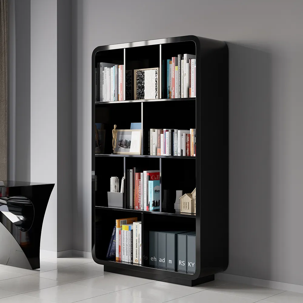 Chicent 78.7" Modern Black Bookshelf 4-Tier Standard Bookcase with Rich Storage
