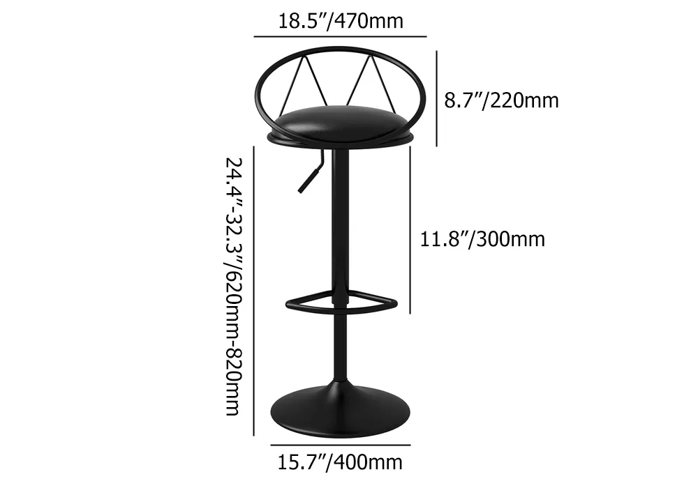 Modern Upholstered Adjustable Height Swivel Black Bar Stool (Set of 2)