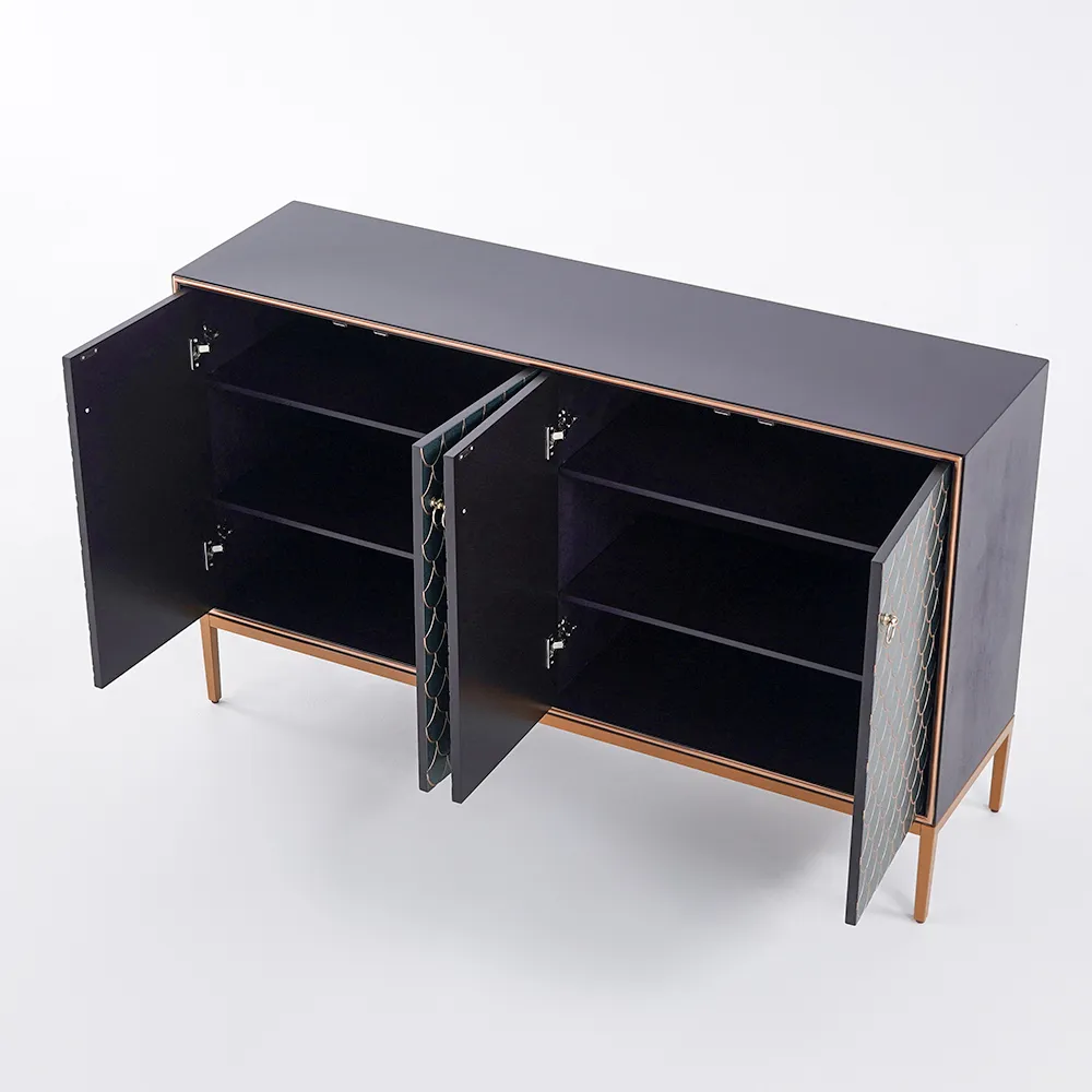 Modern Cabinet Scale Patterned Sideboard Buffet with Doors & Shelves in Large