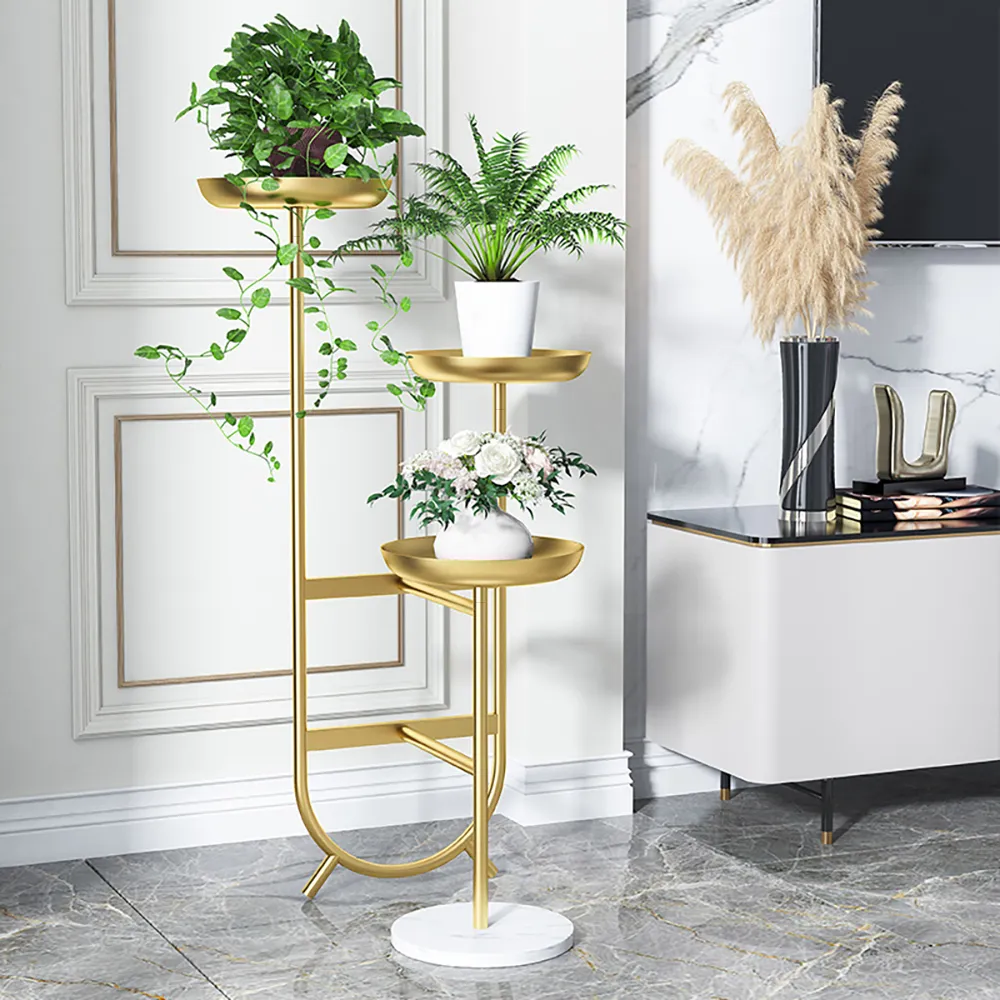 20 Tier Tall Metal Standing Plant Stand Chic Unique Shaped Planter ...
