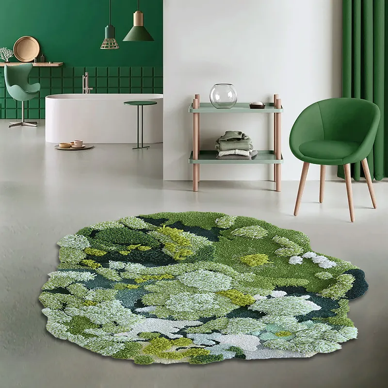 esclavo tragedia carro 800mm Green Moss Rug 3D Tufted Wool Handmade Colorful Forest Carpet Bedside  Living Room-Homary