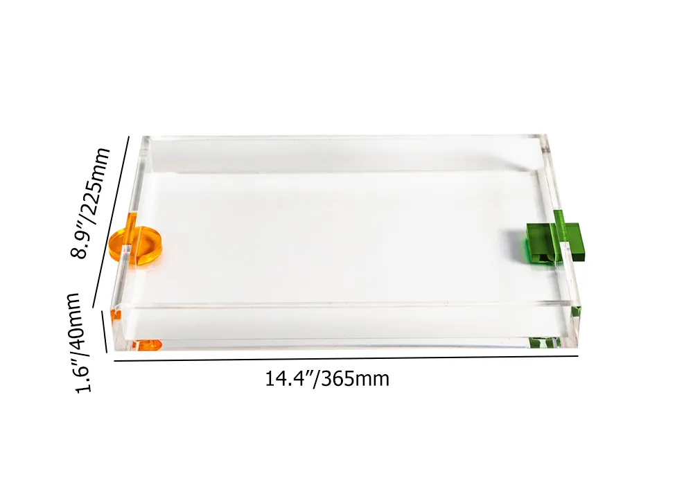 Modern Clear Acrylic Serving Tray Rectangle Decorative Tray with handles