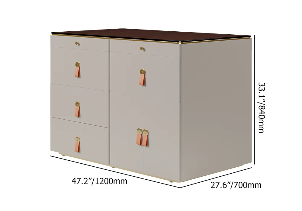 47"W Modern Bedroom Dresser for Bedroom with 6 Drawers & Cabinet & Acrylic Top