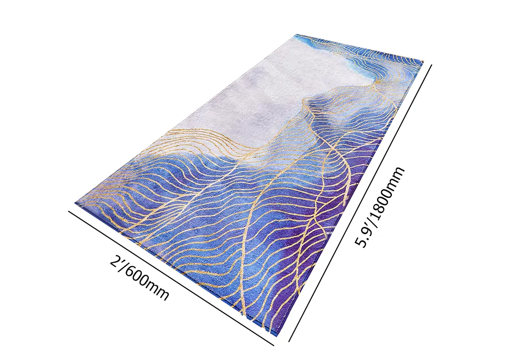 2'×6' Blue and Purple Modern Rectangle Area Rug with Abstract Painting 