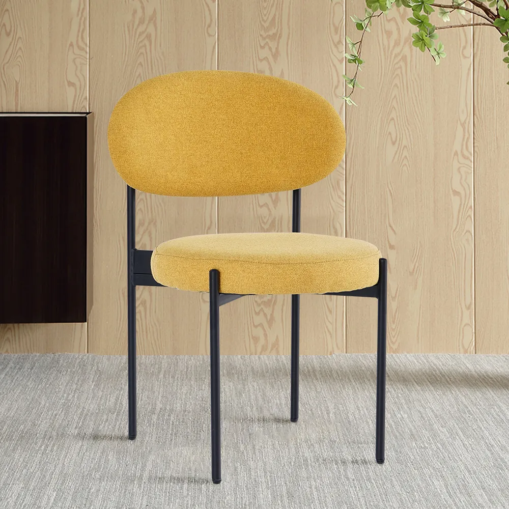 Modern Upholstered Dining Chairs Linen Side Chair (Set of 2) in Yellow