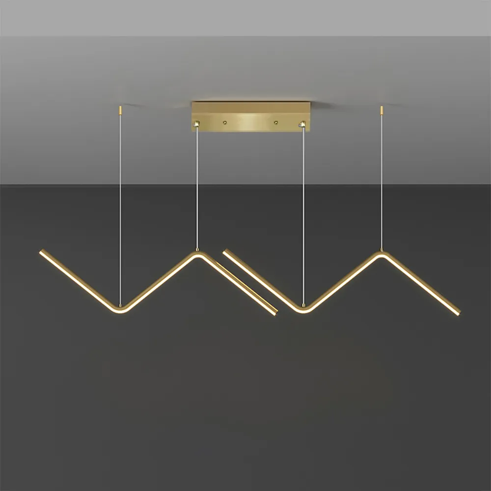 Minimalist Gold LED Island Light Fixture 2-Light Geometric Kitchen Pendant Light