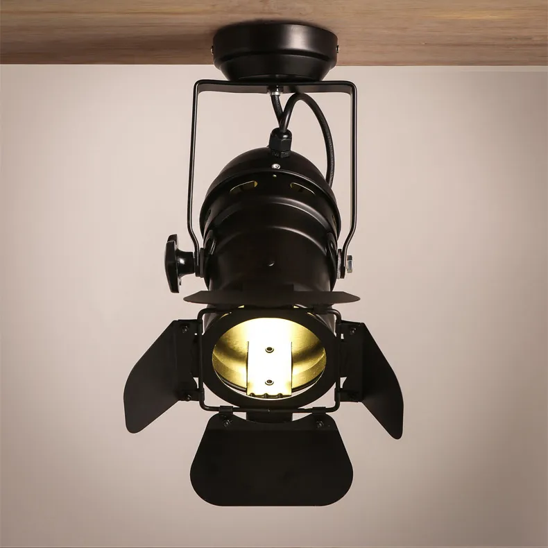 Industrial 1-Light Semi Flush Mount Lighting  Metal Ceiling Hanging Light in Black