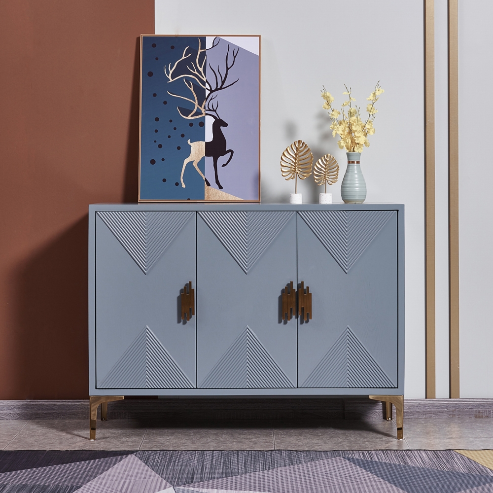 Modern Shoe Blue Shoe Storage with Doors and