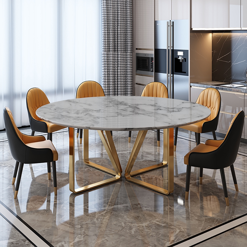 38+ stainless steel base dining table steel frame design Luxury modern luxury round dining table with faux marble top &amp; metal