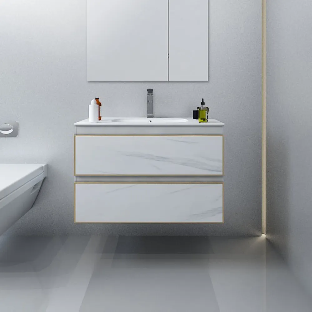 32 Modern White Bathroom Vanity Floating Vanity With Ceramic Sink And 2 Drawers