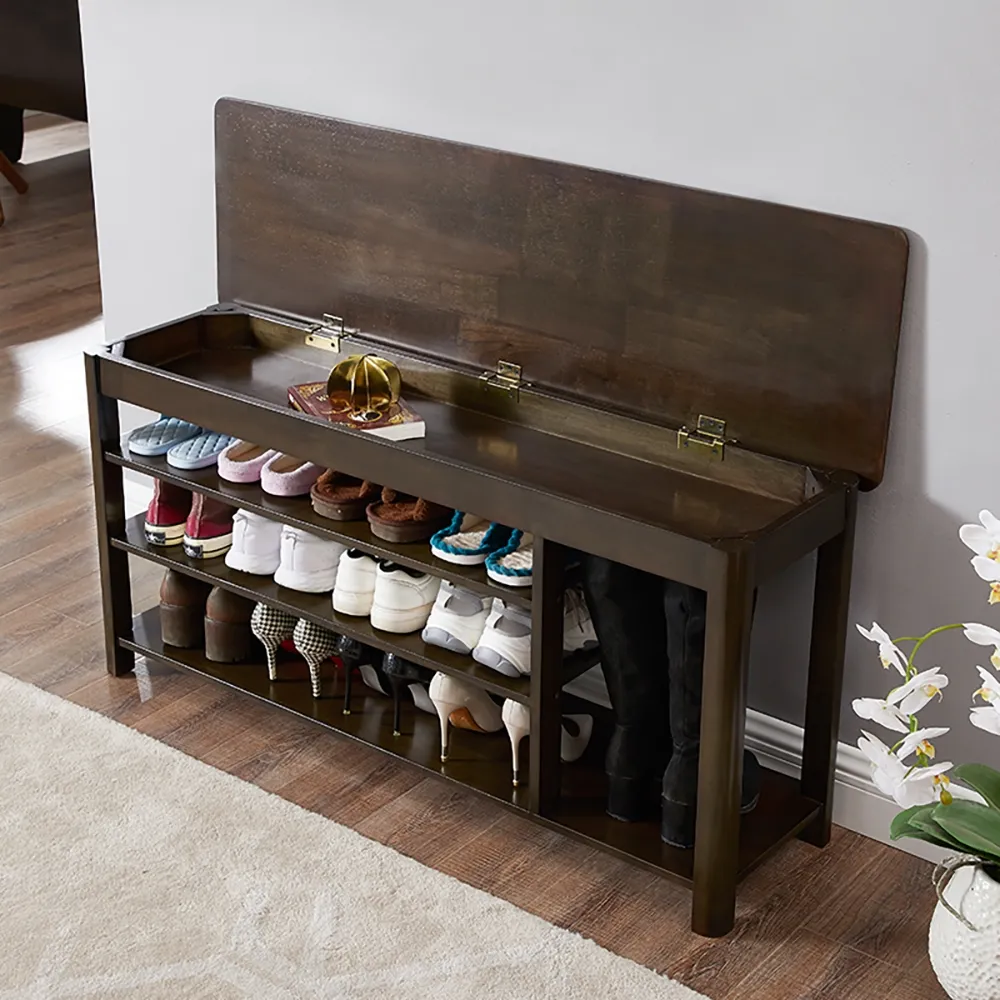 walnut shoe rack