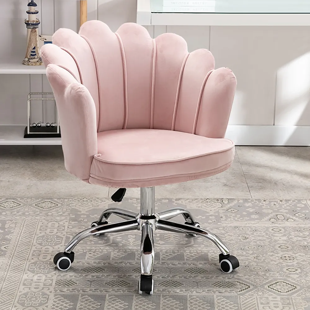 pink upholstered office chair