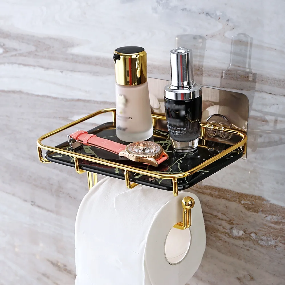 black and gold paper towel holder