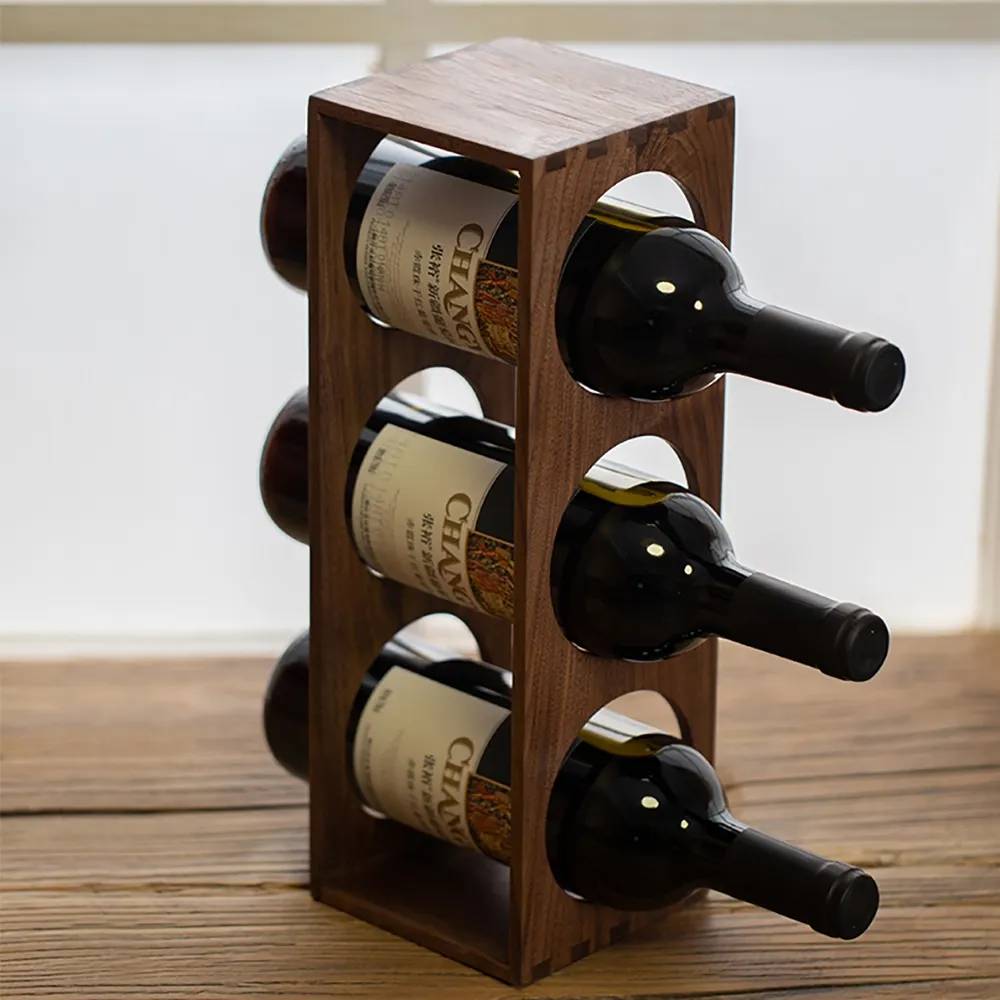 KitchenEdge Annabel 6 Bottle Metal Wine Rack for Tabletop or Countertop Black Free Standing Metal 