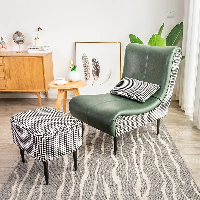 green accent chair with ottoman