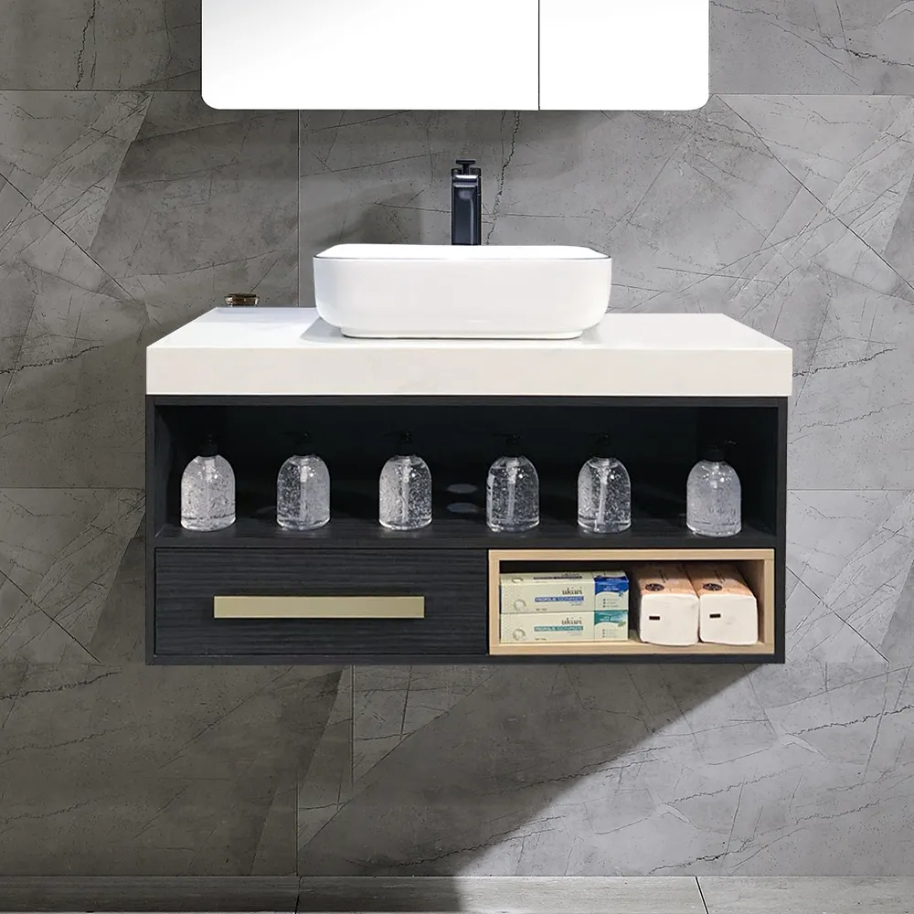 3937modern Bathroom Vanity Floating Bathroom Cabinet With Ceramic Vessel Sink