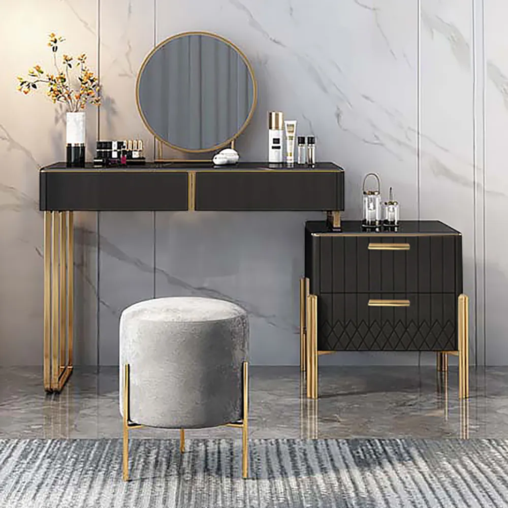 Aro Modern Makeup Vanity With Flip Top Mirror Side Cabinet