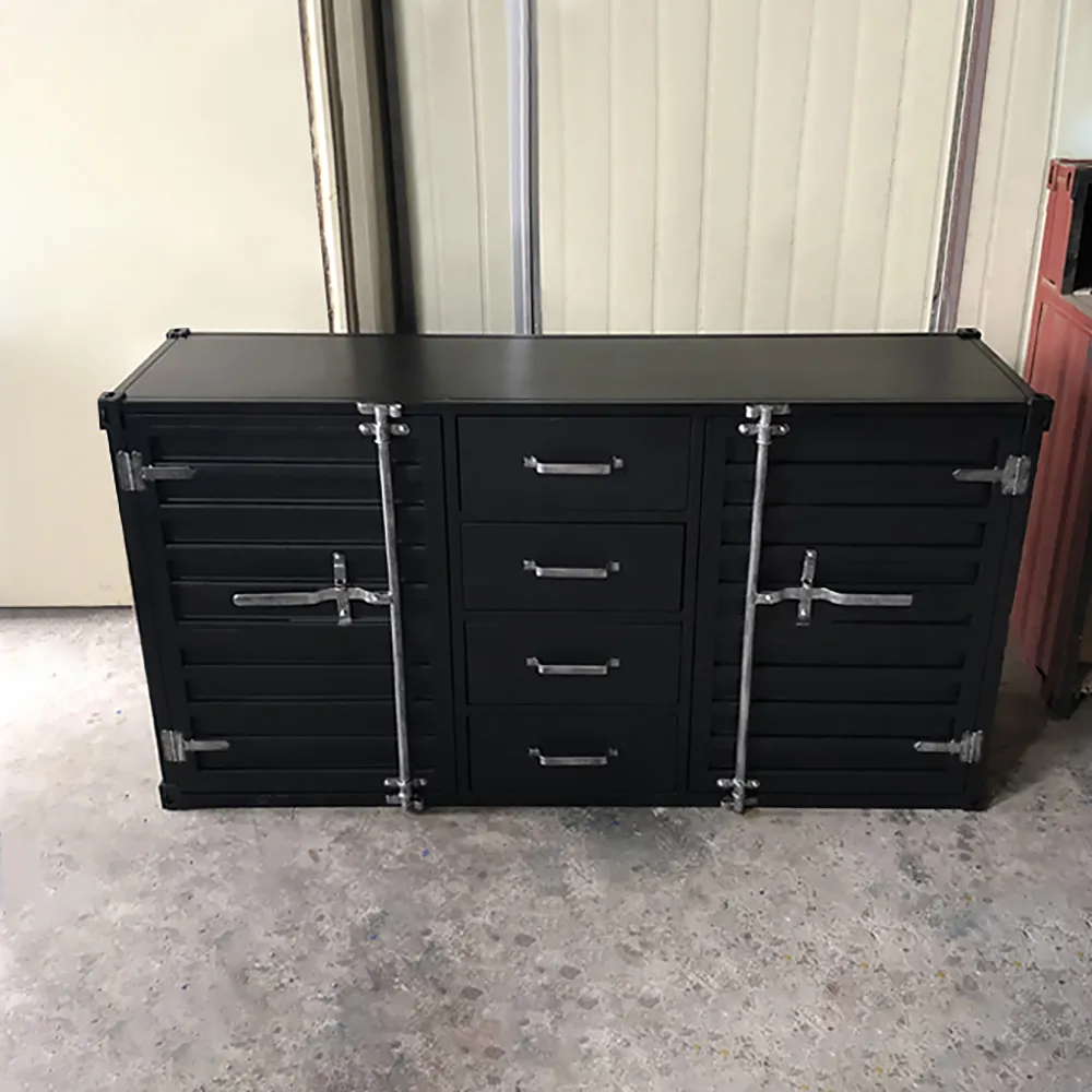 47 Cargo Container Style Sideboard Drawers Doors Buffet Storage Cabinet Metal In Large