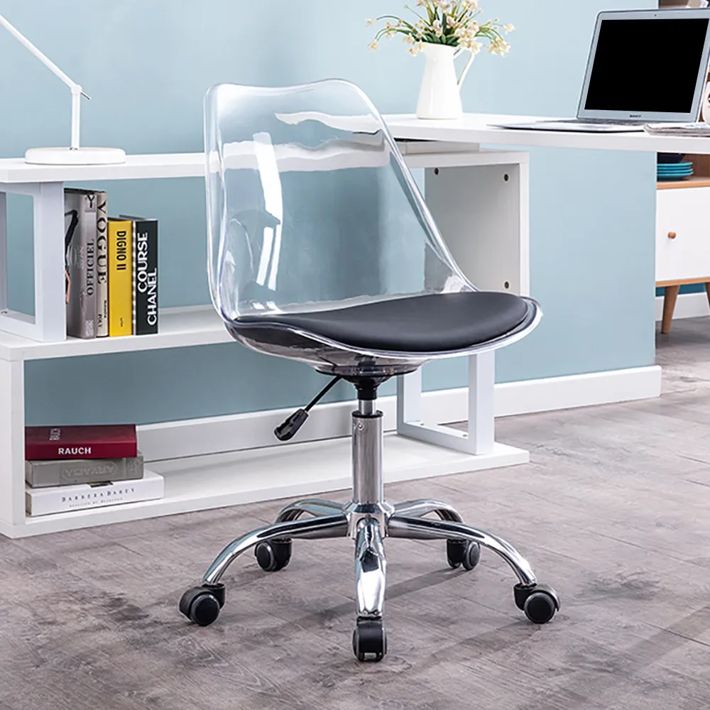 Modern Swivel Office Chair Clear Plastic Height Adjustable Desk Chair