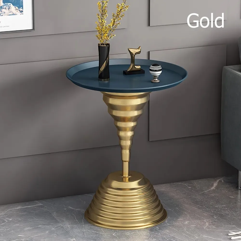 Gold End Table With Tray Top Metal Side Table
