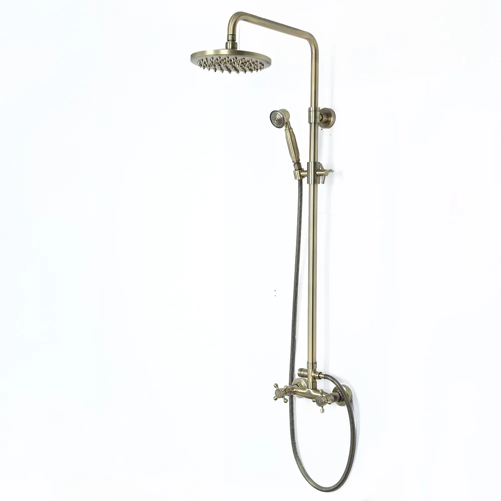 Shop Classic Exposed Antique Brass Two Handle Round Rainshower Shower Fixture Solid Brass from Homary on Openhaus