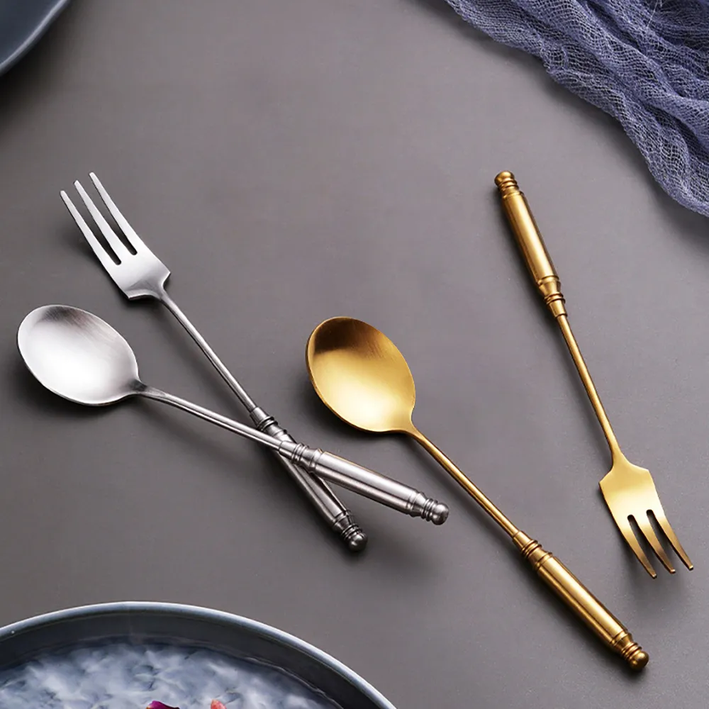40 Pieces Brushed Gold Stainless Steel Flatware Set For Desserts Service For 10