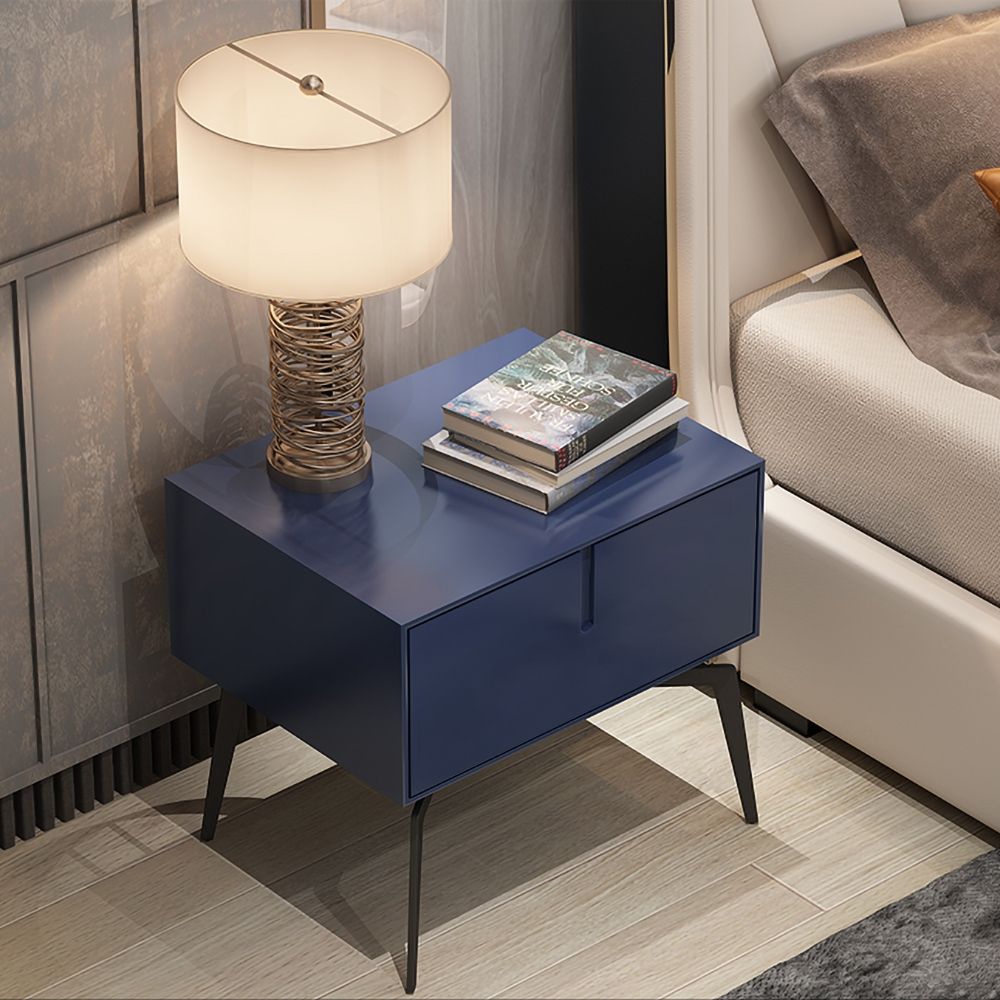 Modern Nightstand Blue Nightstand with Drawer Side Table for Bedroom