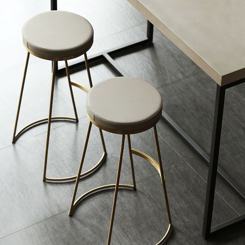 Barhocker in Gold & Beige (Set, 2er)