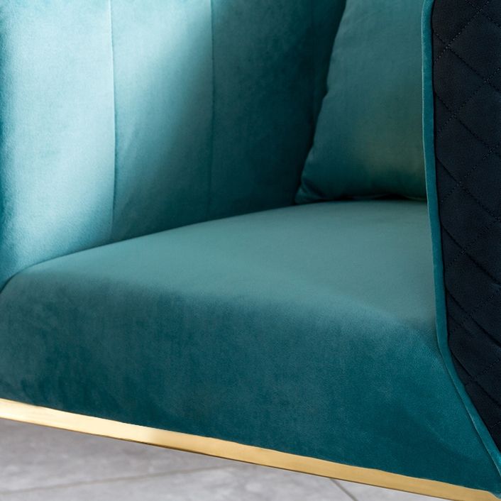 Cuddle Chair Blue Velvet Upholstered Club Chair Gold Barrel Chair Accent Chair