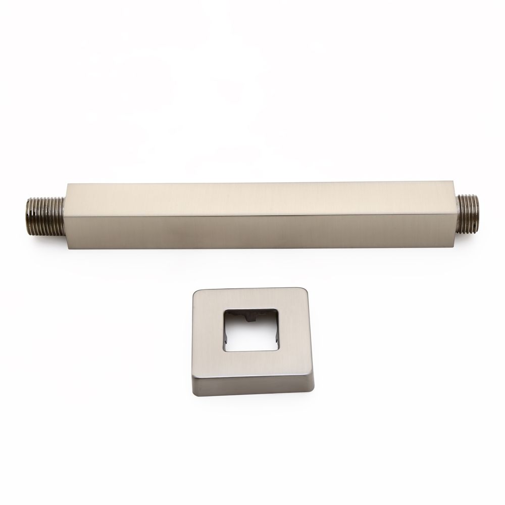 Brushed Nickel 8 Inch Square Ceiling Mounted Shower Arm Solid Brass and