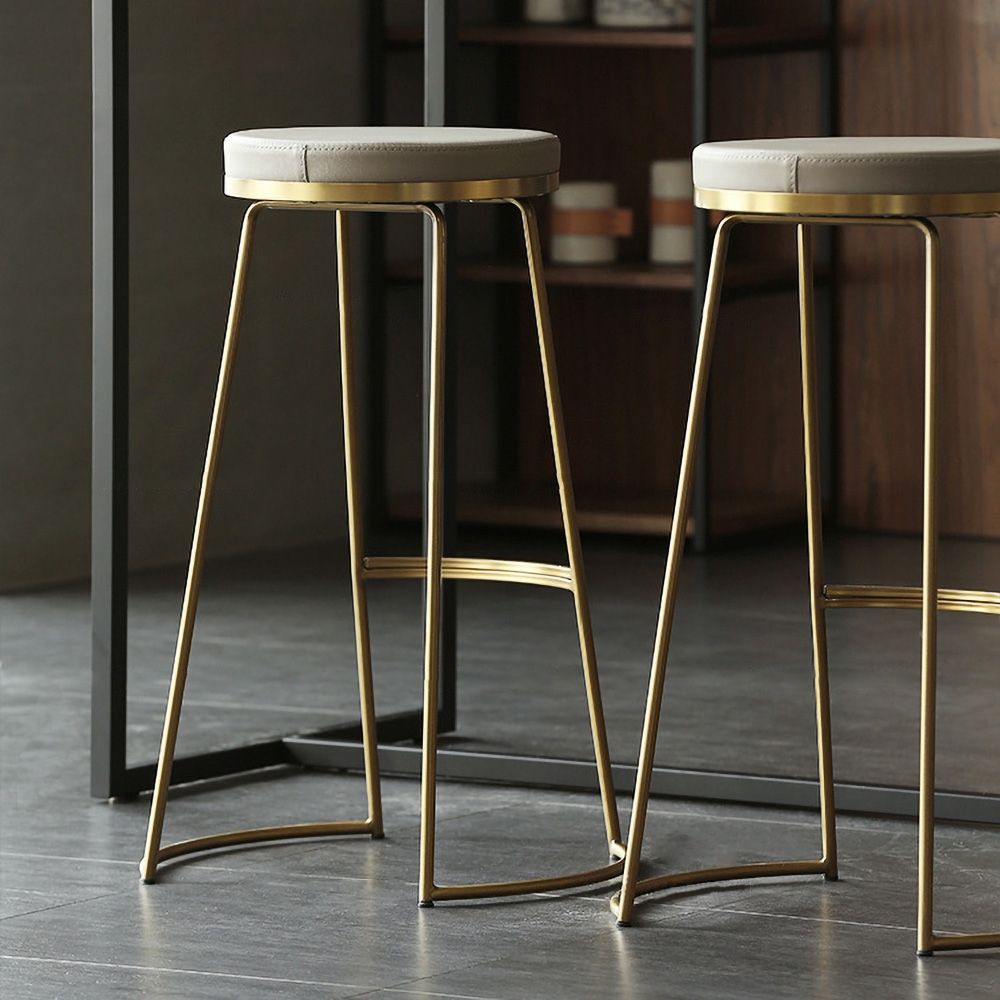 Barhocker in Gold & Beige (Set, 2er)