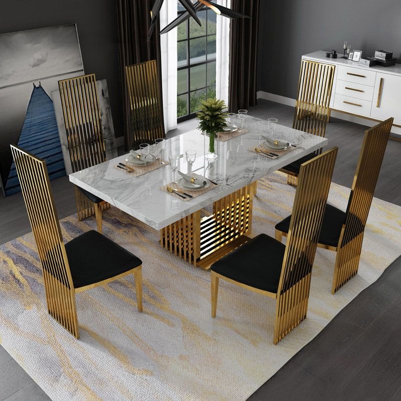 Modern Elegant 63" Rectangular Faux Marble Accent Dining Table