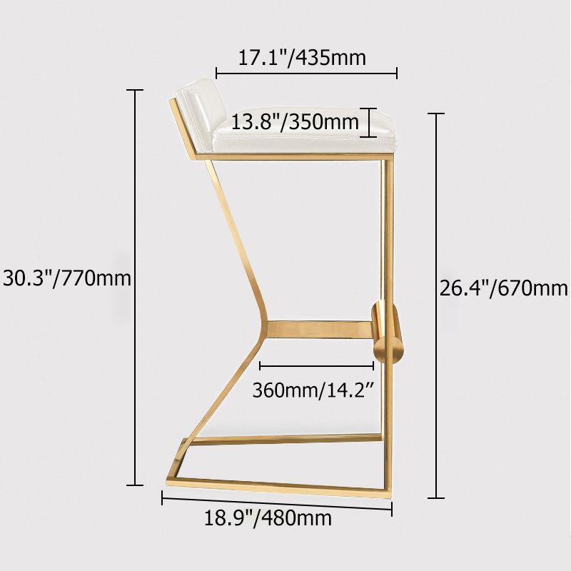 Barhocker und Thekenhocker aus echtem Leder, goldene Beine mit