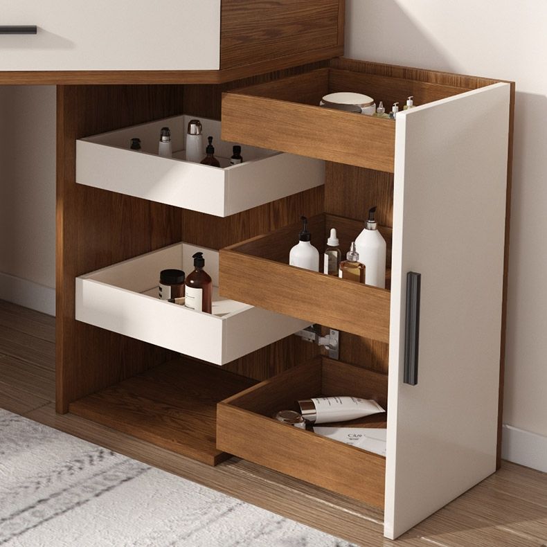 Eck Schminktisch mit Schublade & Seitenschrank Multifunktionaler