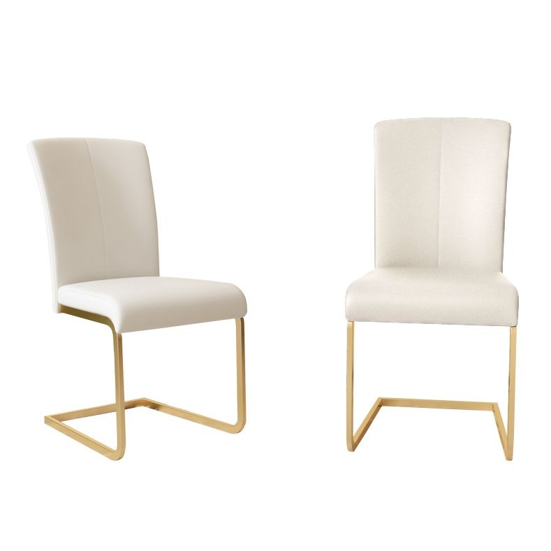 Moderne minimalistische gepolsterte weiße PU-Leder Esszimmerstühle Set