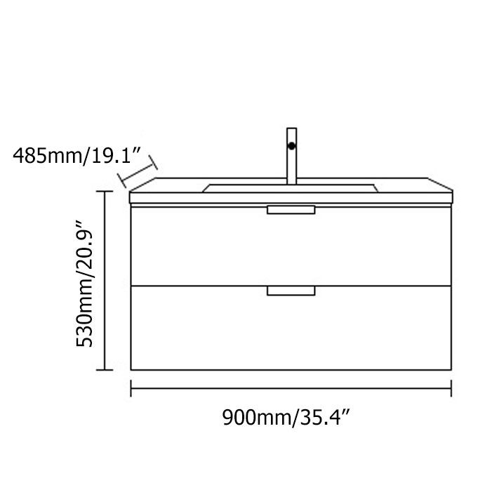 Modern 36" Floating Bathroom Vanity Wall Mount Single Sink Vanity