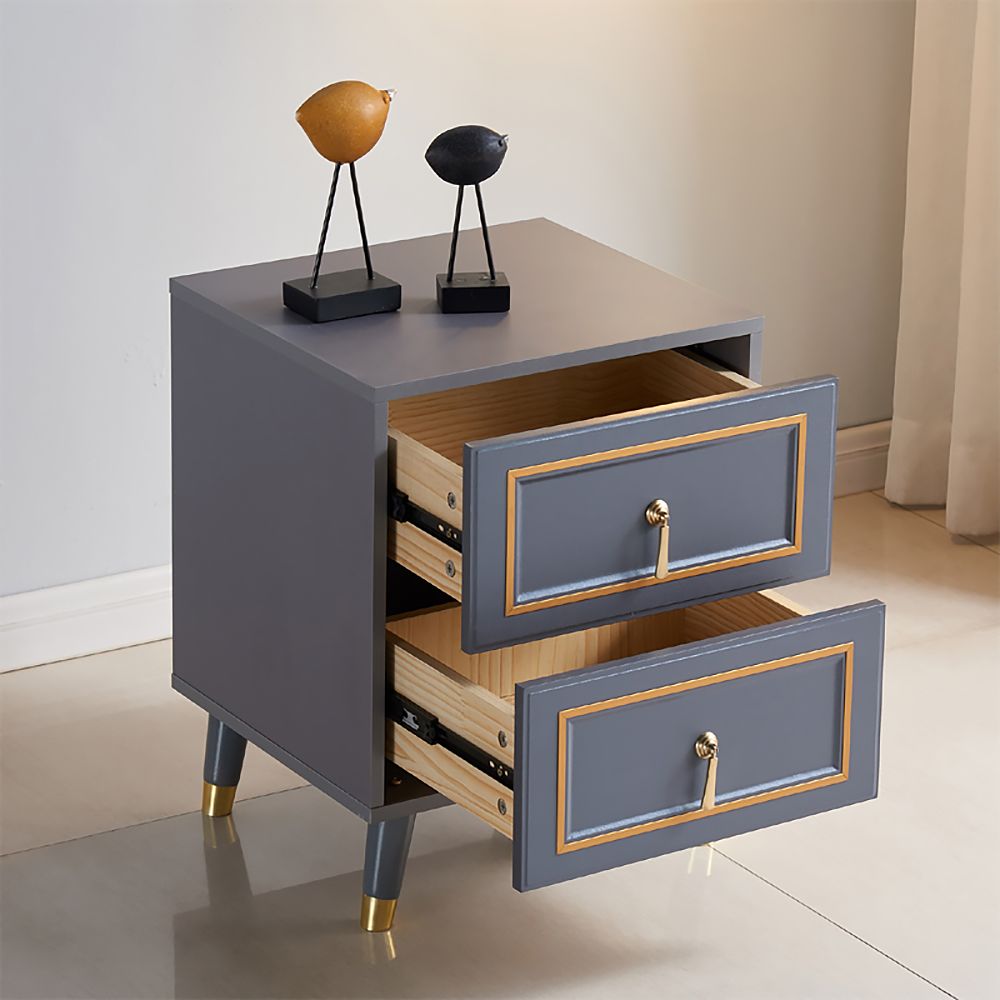 Modern Blue Nightstand with Storage Drawer Bedroom Bedside Table