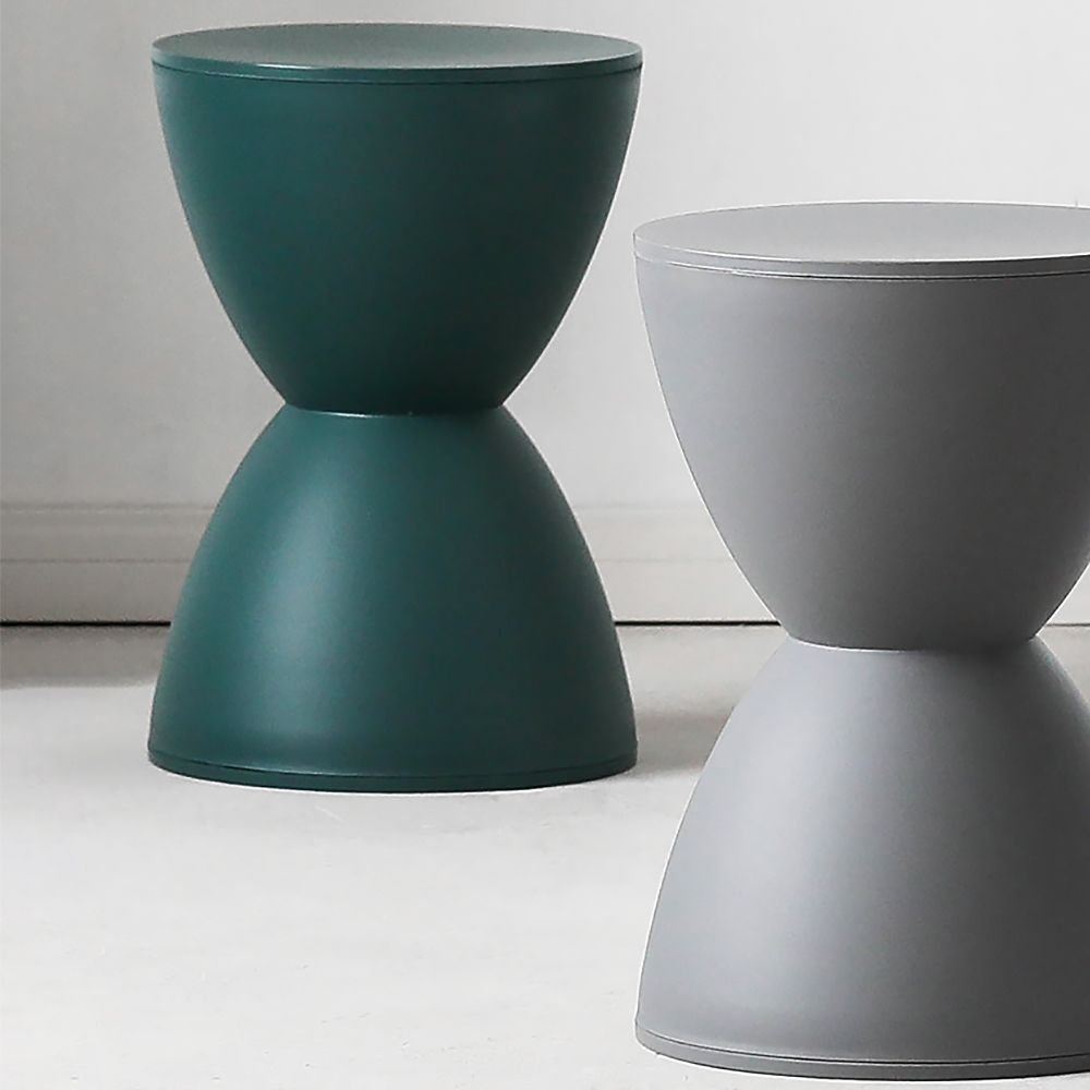 White Modern Hourglass Side Table PP Plastic End Table