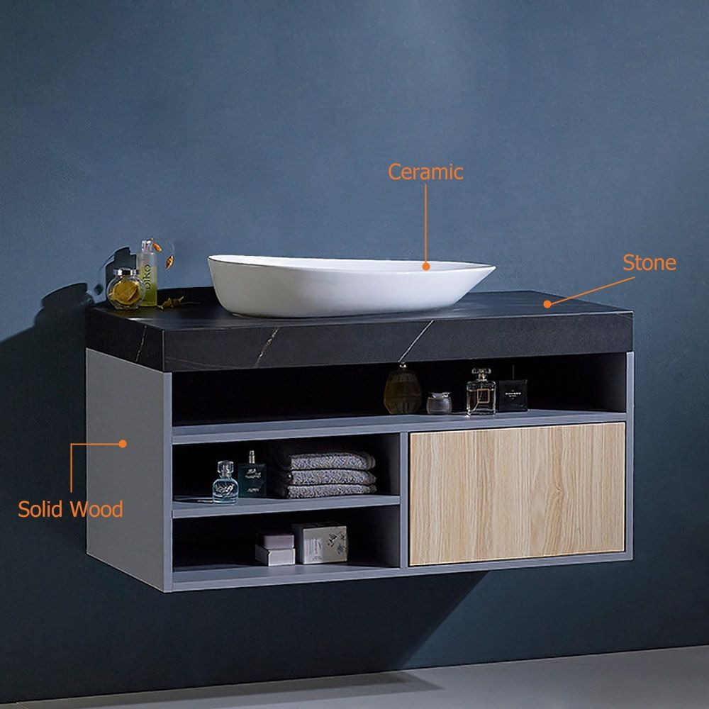 800mm Modern Blue Bathroom Vanity Drawer Floating Bathroom Vanity