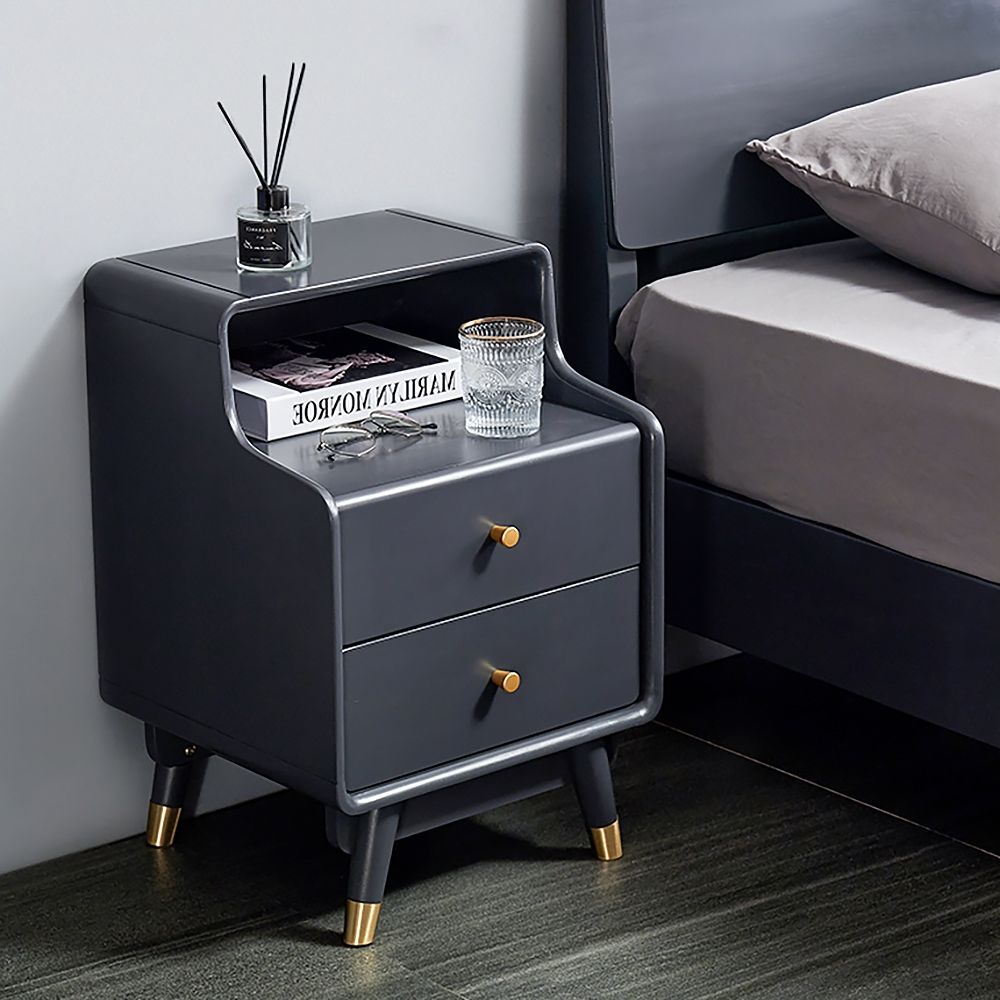 Blue Nightstand Modern Nightstand Stylish Bedside Table with 2 Drawers