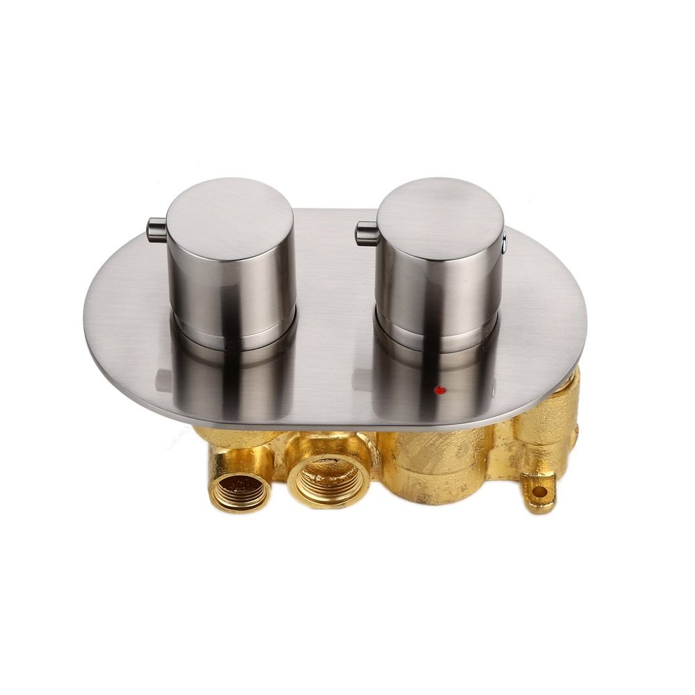 Round Style DualFunction Thermostatic 2 Outlets Shower Mixer Valve in