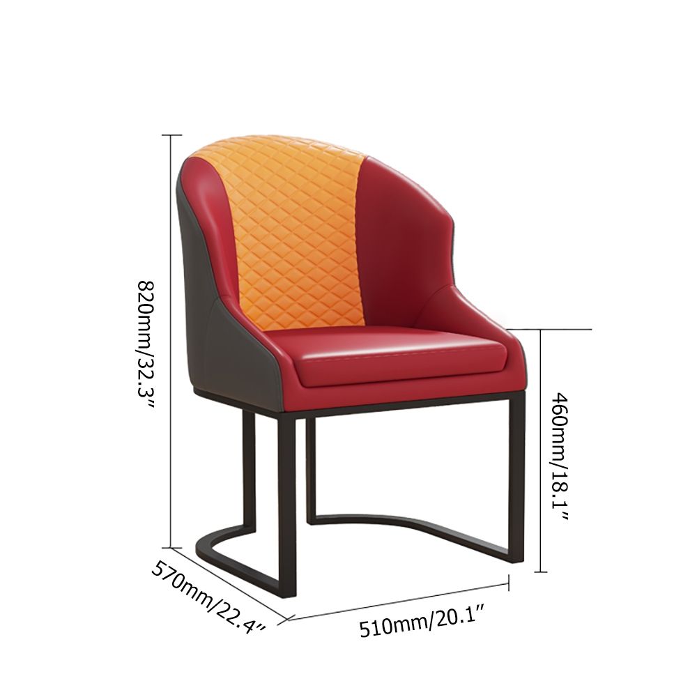 Retro Wine Accent Chair Leather Upholstered Accent Chair in Wine