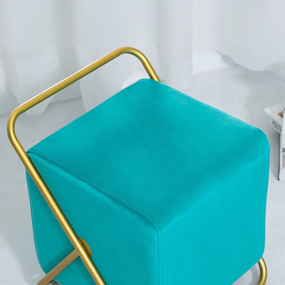 Modern Ottoman Blue Velvet Ottoman Foot Stool Footrest Ottoman with