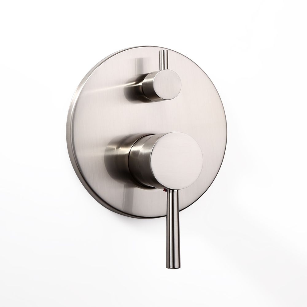 Round Shape Solid Brass Dual Function 2 Outlet Shower Valve In Brushed Nickel Finish