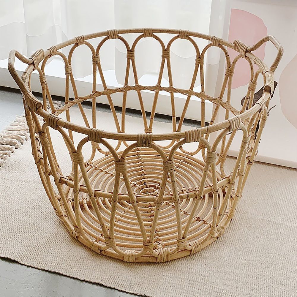 BohoChic Charm Woven Laundry Hamper Basket in Natural