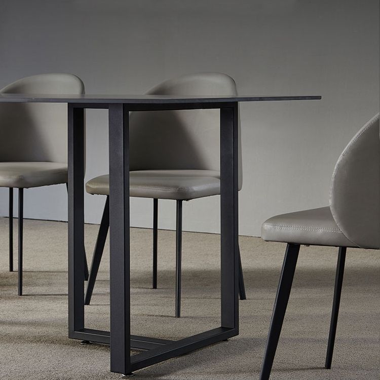 63 „Rechteckiger Esstisch aus Stein Schwarz Esstisch aus Kohlenstoffstahl