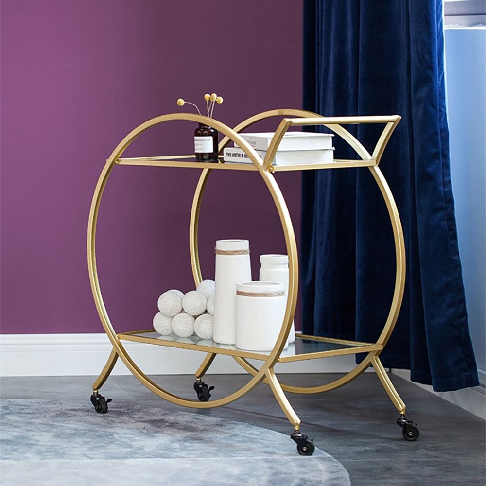 31" Modern 2Tier Utility Cart with Wheel Gold